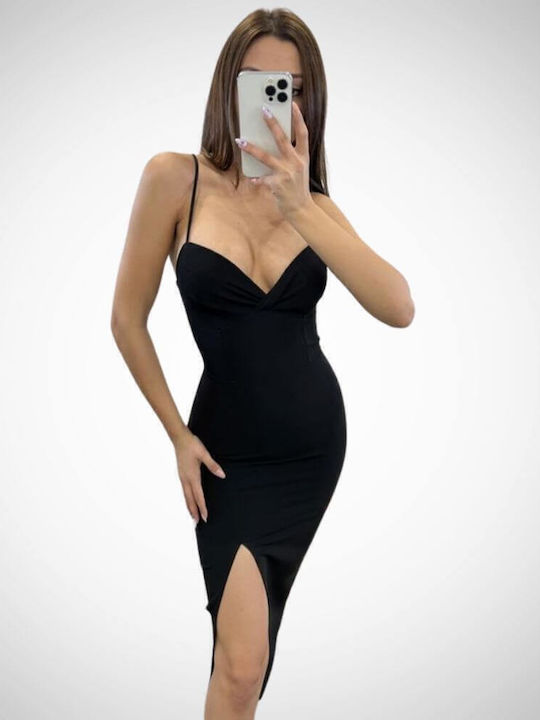 Sommer Midi Abendkleid mit Tränen Schwarz