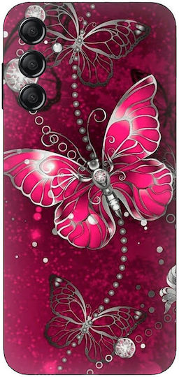 Butterfly Fuchsia Silicone Case Θήκη Samsung Galaxy M35 5g