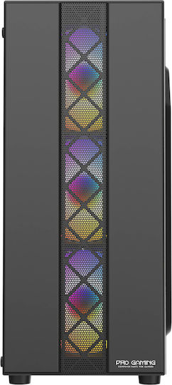 ProGaming JAX Gaming Midi Tower Computer Case with Side Window and ARGB Lighting Black