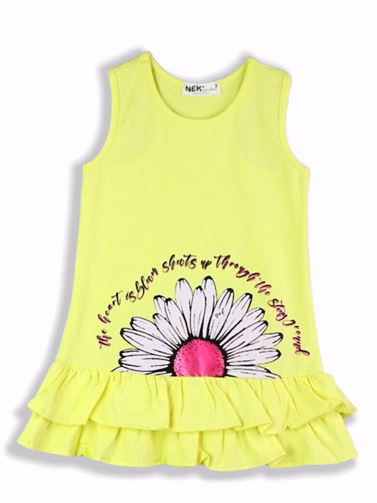 Nek Kids Wear Παιδικό Φόρεμα Αμάνικο Κίτρινο