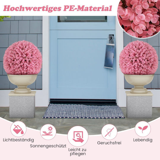 Costway Artificial Topiary Balls for Outdoor Indoor Spaces Durable Pe Material Set of 2 Pieces Pink Purple Shade Hz10269