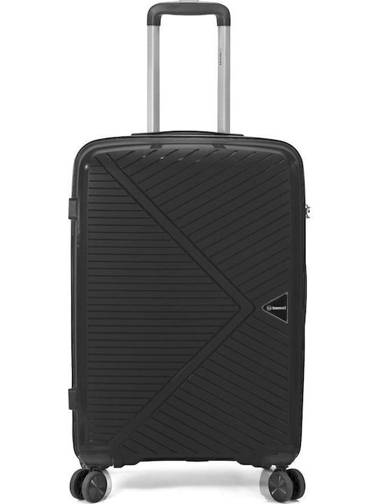 Benzi Medium Hard Black Suitcase With 4 Wheels Height 67cm