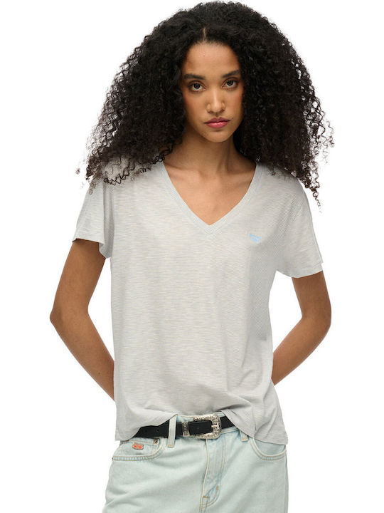 Superdry Slub Embroidered Women's Blouse with V...