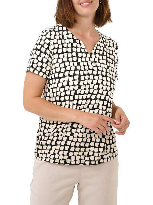 Damen Bluse mit V-Ausschnitt Beige