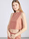 Damen Sommer Bluse Leinen Rust