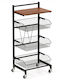 Costway Kitchen Trolley Wooden Black