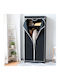 Costway Fabric Wardrobe with Zipper and Shelves in Black Color 75x50x170cm
