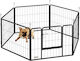 Pawhut Dog Fence 6 Adjustable Panels 80x1.5x60 cm Black Steel Entry Door D06-256v00bk