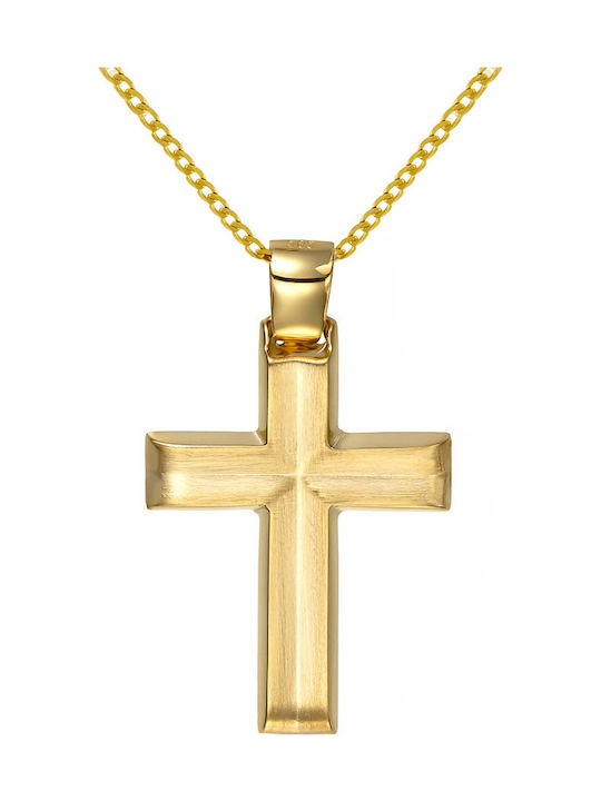Papoulidis Jewellery Ανδρικός Χρυσός Σταυρός 14Κ Διπλής Όψης χωρίς Αλυσίδα
