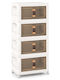 Costway Wooden Storage Box with Wheels and Lid White 49.5x31.5x112.5cm 4pcs
