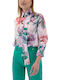 Langärmelig Damen Seidig Hemd Blue, Purple, Pink Druck