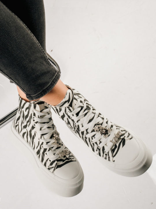 Adidași Flatforms Tip Botine Pentru Femei Zebra
