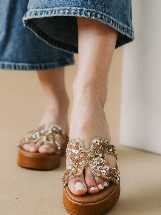 The Shoemart Women's Flat Sandals Flatforms Bronze
