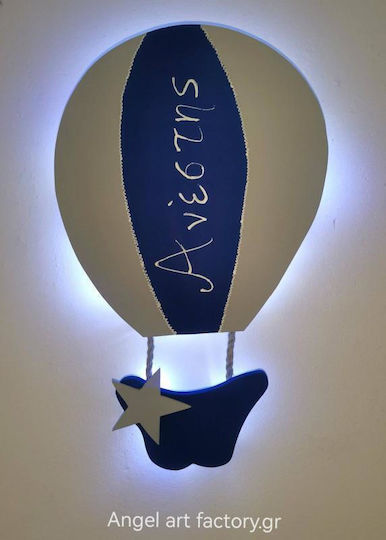 Children's Wooden Wall Light Hot Air Balloon Name