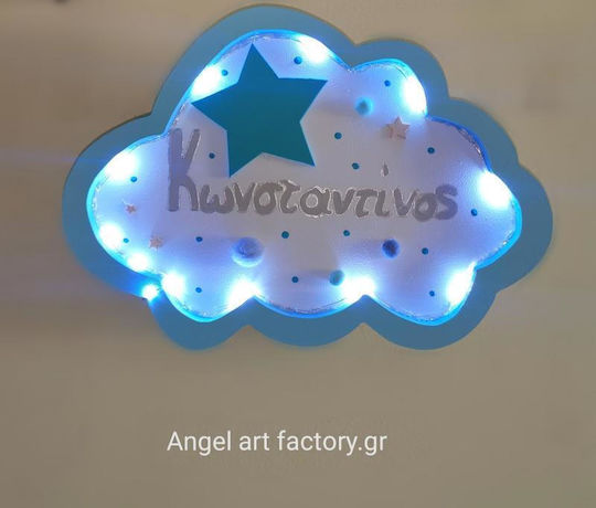 Children's Wooden Wall Light Cloud Name