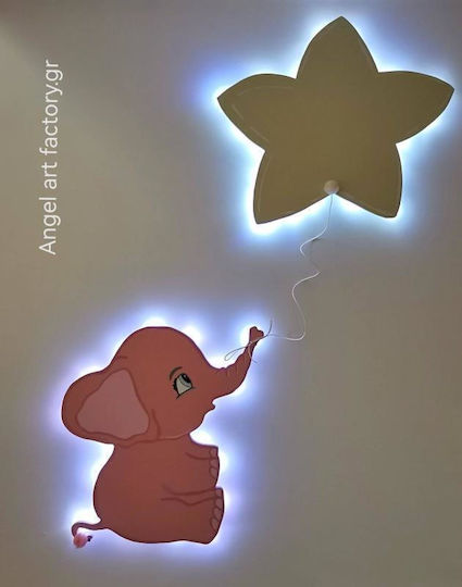 Aplice de perete din lemn pentru copii "Elephant Star"