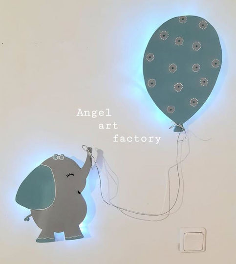 Aplica de perete din lemn pentru copii "Elefant Balon"