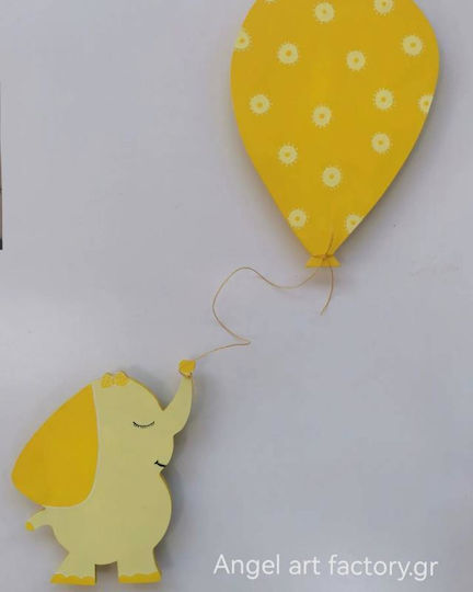 Aplica de perete din lemn pentru copii "Elefant Balon"