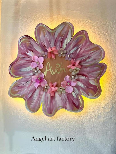 Children's Wooden Wall Light Flower Name