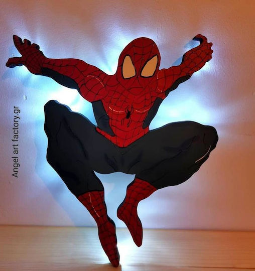 Wooden Kids Wall Light Spiderman
