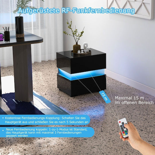 Metal Bedside Table with Glass Surface Multicolour 45x35x45cm