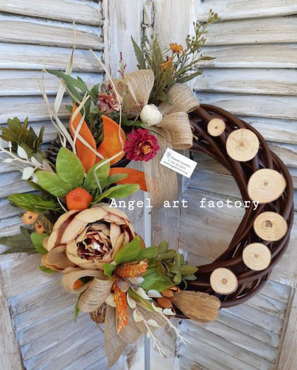 Coroniță decorativă „Flori maro pământiu-portocalii”