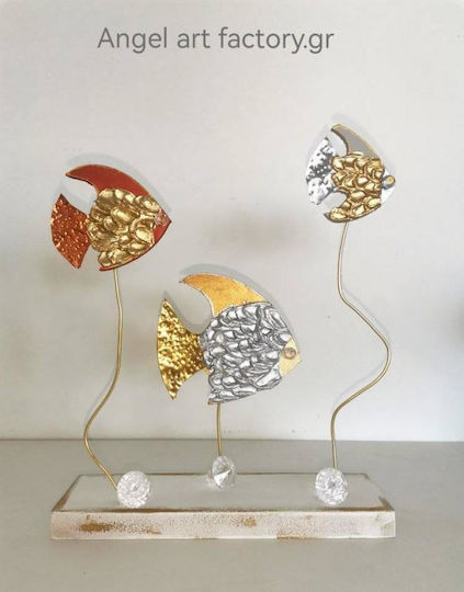 Holzbasis "Metallgehämmerter Fisch"
