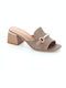 Mules mit Niedrig Absatz Bronze