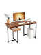 Computer Office Wooden Brown with Metal Legs 120x55x75cm