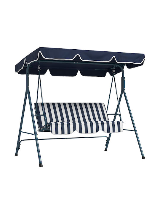 Schaukel mit Basis 3 Sitze Metallisch L172xB110xH153cm Blau Schaukel mit Basis 3 Sitze Metallisch L172xB110xH153cm Blau