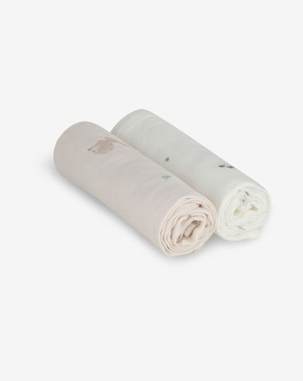 Minene Bamboo Πάνες Αγκαλιάς από Μουσελίνα Ροζ 70x70εκ. 2τμχ