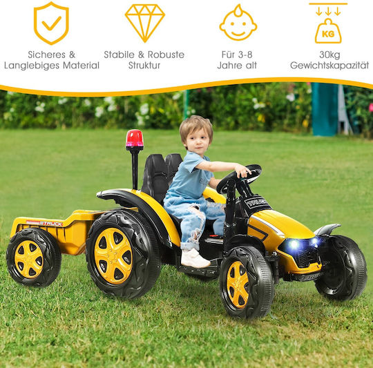 Kids Ride On Tractor Electric with Trailer 12 Volt Beige for 3+ Years