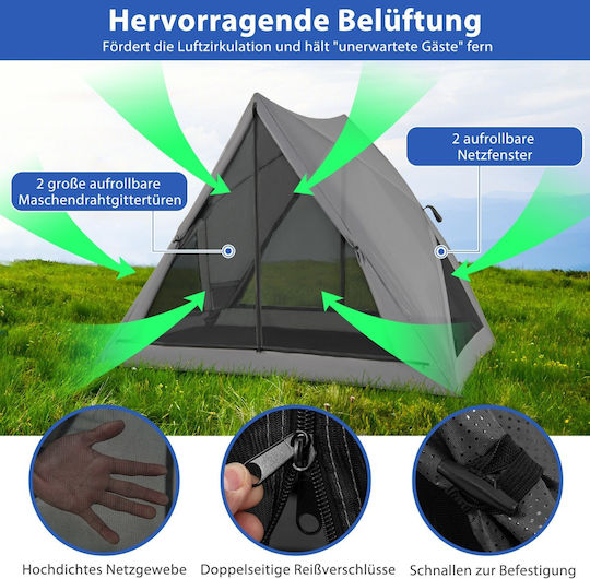 Costway Camping Tent Transparent for 3 People 225x145x161cm