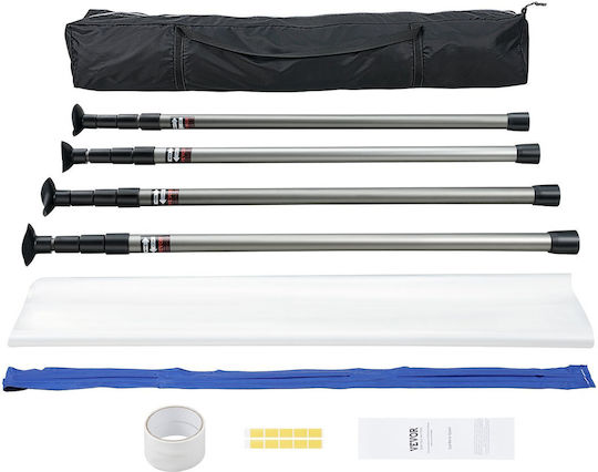 Vevor Dust Barrier Poles 12-Foot Dust Barrier System 4 Telescopic Poles Magnetic Zipper Carrying Bag Plastic Sheeting 32.8x13.12 Feet Interior Decoration Painting