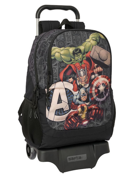 Avengers Ghiozdan Scoala Primara Troler Negru cu Husă pentru sticlă de apă