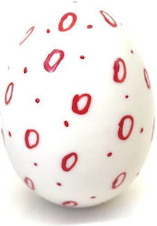 Drei Linien Keramik Kleines Ei Rote Designs Weiß 8,5 x 6,5 cm