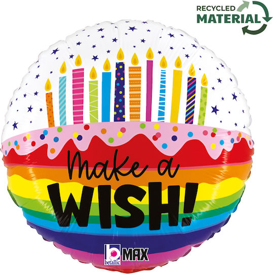 Μπαλόνι Γενεθλίων 'make A Wish' Rainbow 18"