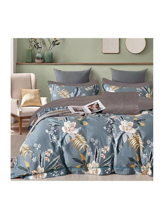 Pucioasa Set Husă de Pilotă Single cu Față de Pernă & 1 Cearsaf 150x220 Exotic Flowers