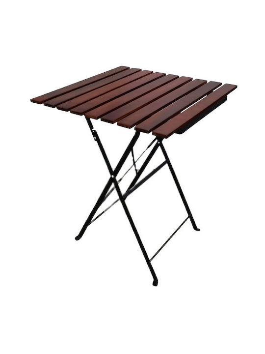 Garden & Terrace Table Foldable from Acacia with Metal Frame Traditional T Wood Metal with Wood 70x70x60cm