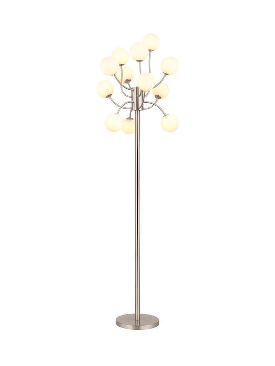 Globo Lighting Floor Lamp H200xW62cm. with Socket for Bulb G9 Silver