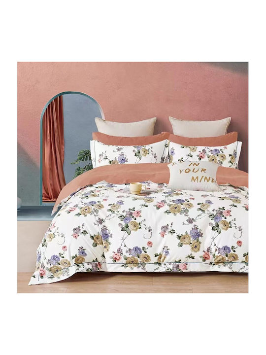 Pucioasa Set Husă de Pilotă Dublă cu 2 Fețe de Pernă & 1 Cearsaf 200x230 Rose