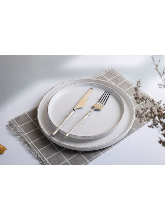 GTSA Plate Shallow Ceramic White with Diameter 21cm 6pcs