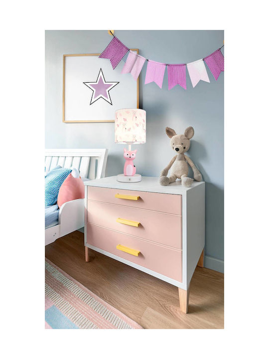 Globo Lighting Metal Table Lamp LED with Pink Shade and Base