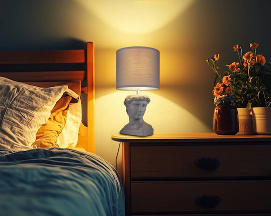 Globo Lighting Plastic Table Lamp for Socket E14 with Gray Shade and Base