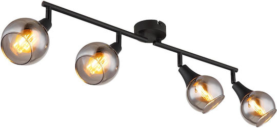 Globo Lighting Spot with 4 Lights and with Socket E14 in Black Color
