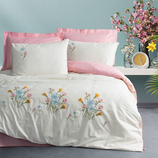 Cotton Box Подредба Пликове За Завивки 100% Памук 200x220см Двойна С 2 Калъфки За Възглавници И 1 Чаршаф Бяла