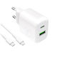 Puro Charger with USB-A Port and USB-C Port and Cable USB-C - USB-C 30W Whites