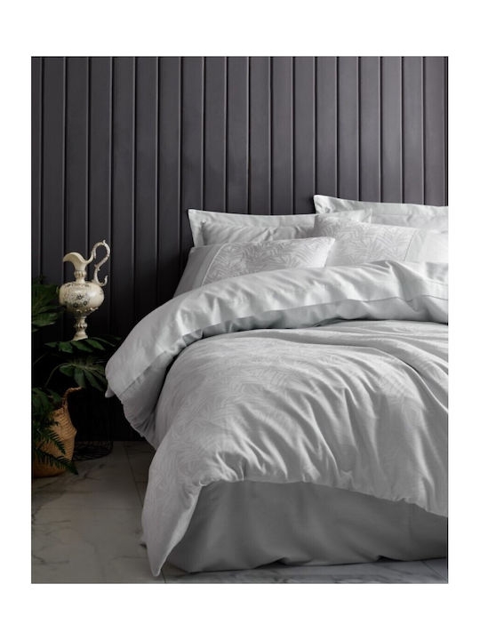 Cotton Box Set Husă de Pilotă Dublă cu 2 Fețe de Pernă & 1 Cearsaf 200x220 Ice Blue (gray)