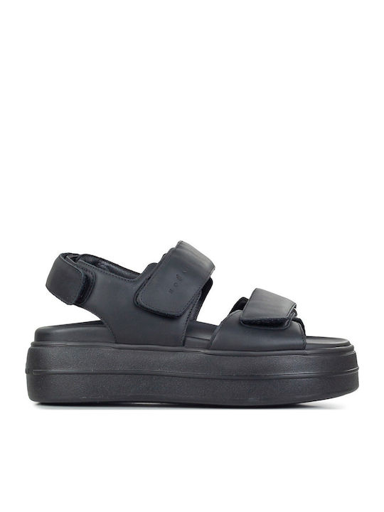 Hogan Leather Women's Flat Sandals in Black Color