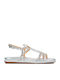 Flache Sandalen für Damen in Silber Farbe